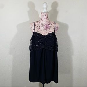 Lane Bryant sz:18/20 Black Sequin Lace Trim Camisole Tank Top